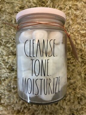 Rae Dunn White Cotton Balls Jar